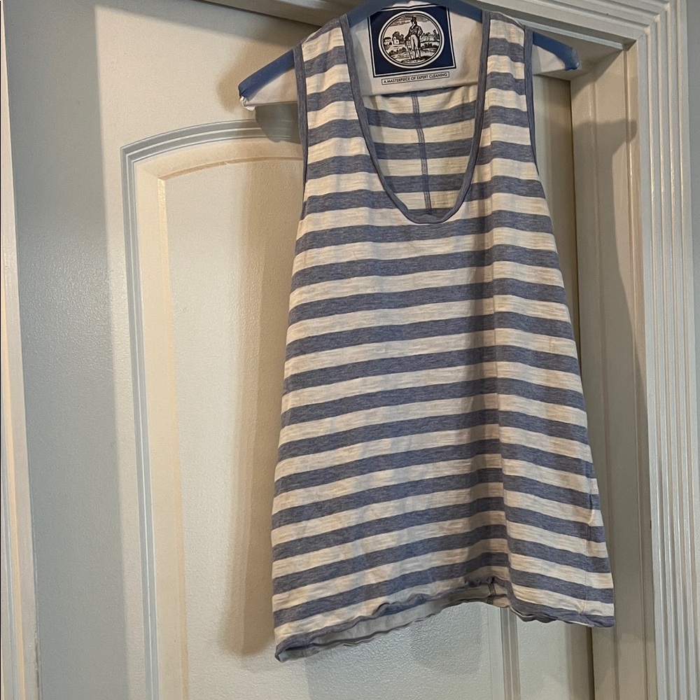 Banana Republic Blue and White Striped Tank Top